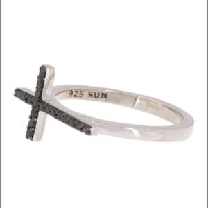 SAVVY CIE sterling & black diamond cross ring sz 7 - NEW!